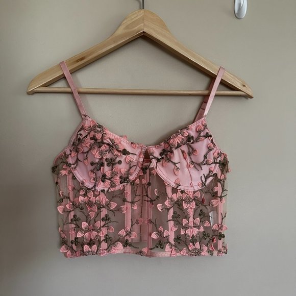 Pink Embroidered Corset Top - Picture 3 of 7
